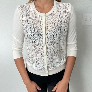 LOFT Lace Shirt White - Size M - Elegant and Vintage